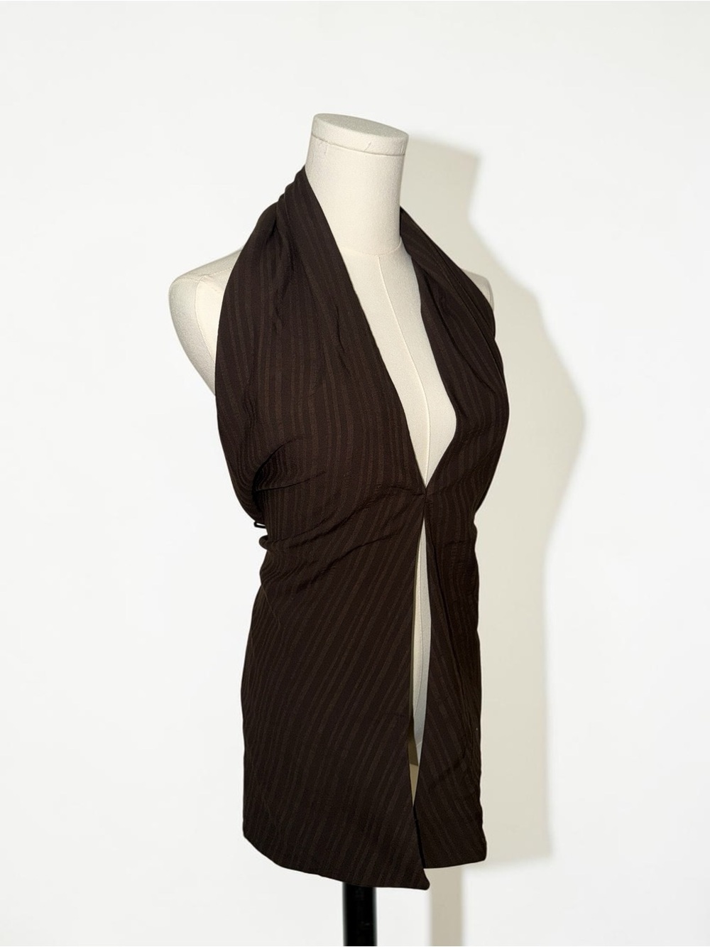 ZARA Pinstripe Halter Top in Dark Brown